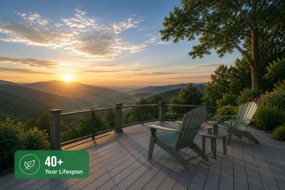 Recycled plastic Adirondack chairs lasting 40 years outdoors