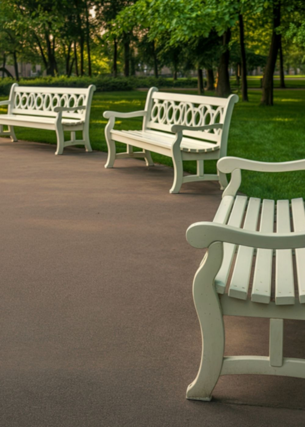 Outdoor park bench from recycled plastic lumber in green park